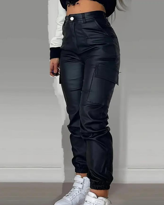 Roxy | Leather Cargo Pants