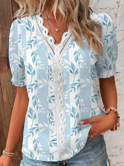 Sunny Bloom | Floral Lace Trim Blouse