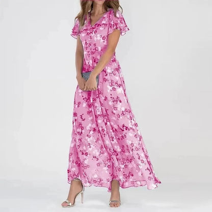 Spring Bloom | V-Neck Ruffle Maxi Dress