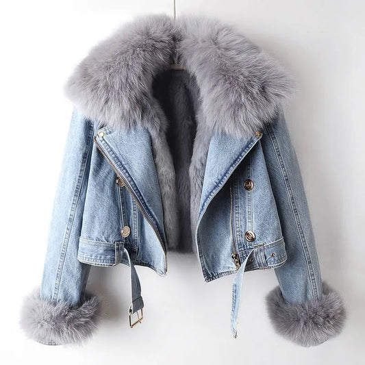 Lila | Fur-Lined Denim Jacket