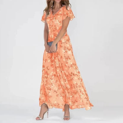 Spring Bloom | V-Neck Ruffle Maxi Dress