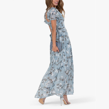 Spring Bloom | V-Neck Ruffle Maxi Dress