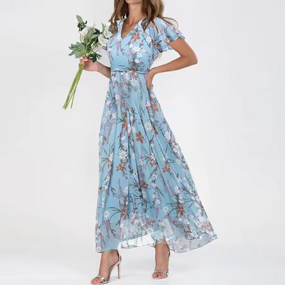 Spring Bloom | V-Neck Ruffle Maxi Dress