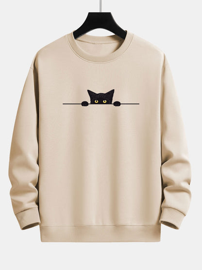 Emily | Sweatshirts Black Cat Print Sweatshirt